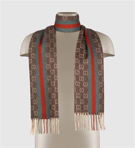 gucci cashmere scarf mens|gucci jacquard wool scarf.